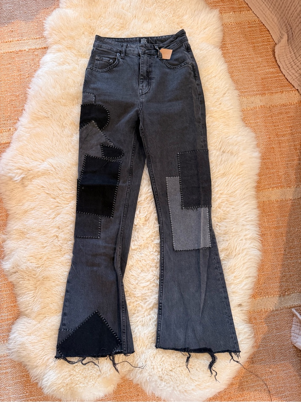 BDG Black Patchwork Flare Jeans - Women's Wide Leg